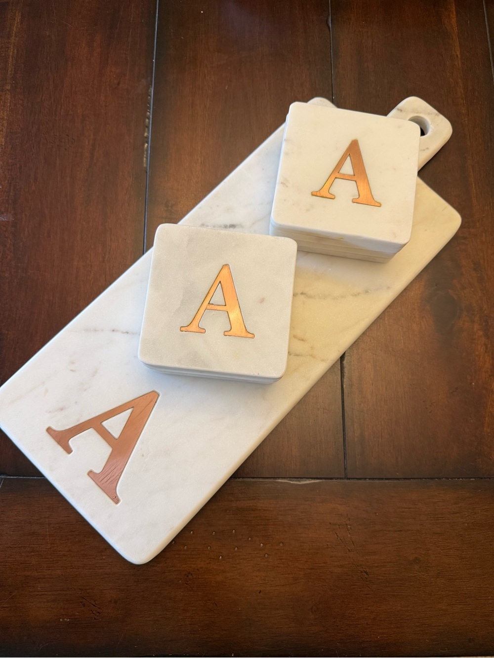 Copper “A” monogram charcuterie board